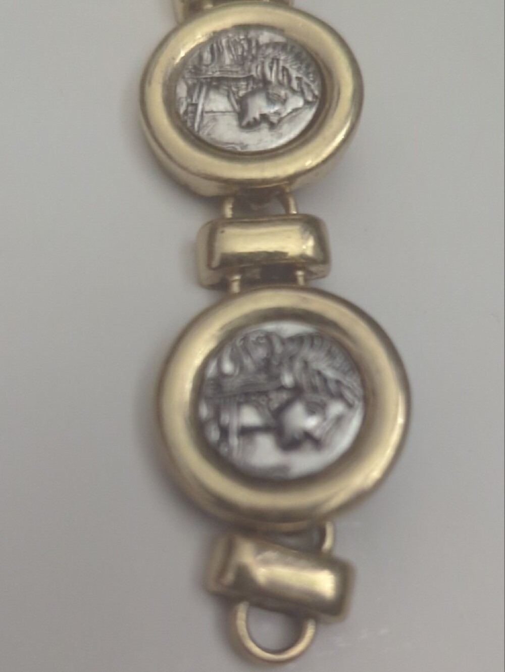 Two-Tone Coin Link Bracelet - Gold and Silver Women’s Jewelry - Picture 2 of 6